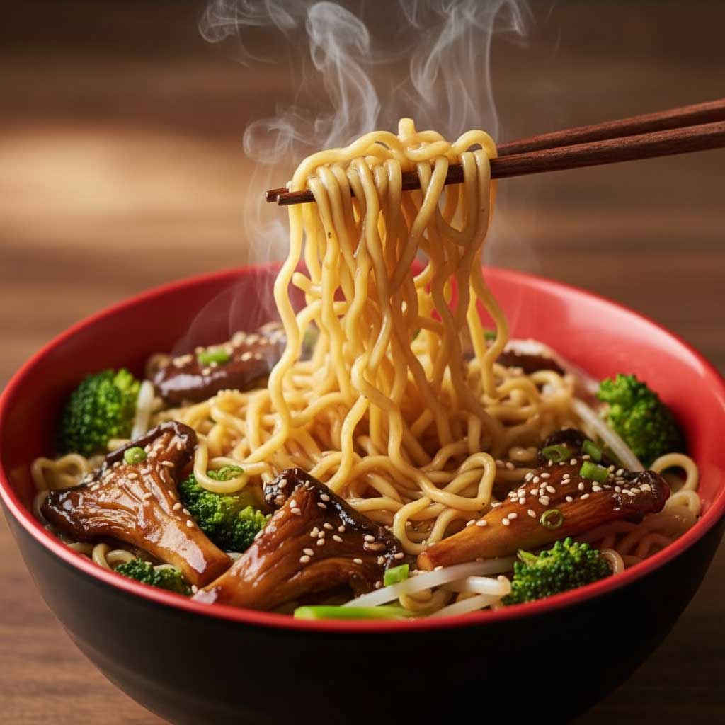 Salteado Glaze Shanghai con brócoli y setas